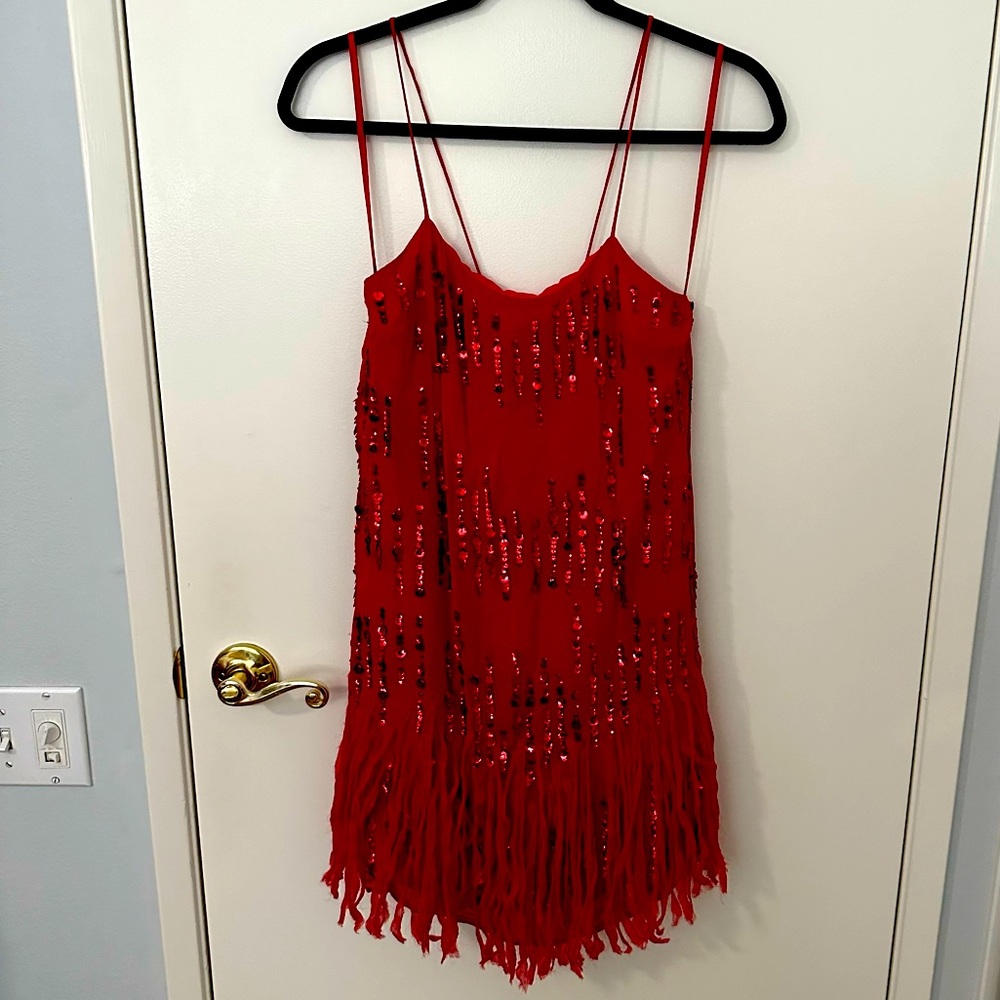 Free People Flapper Style Red Mini Dress Size XS